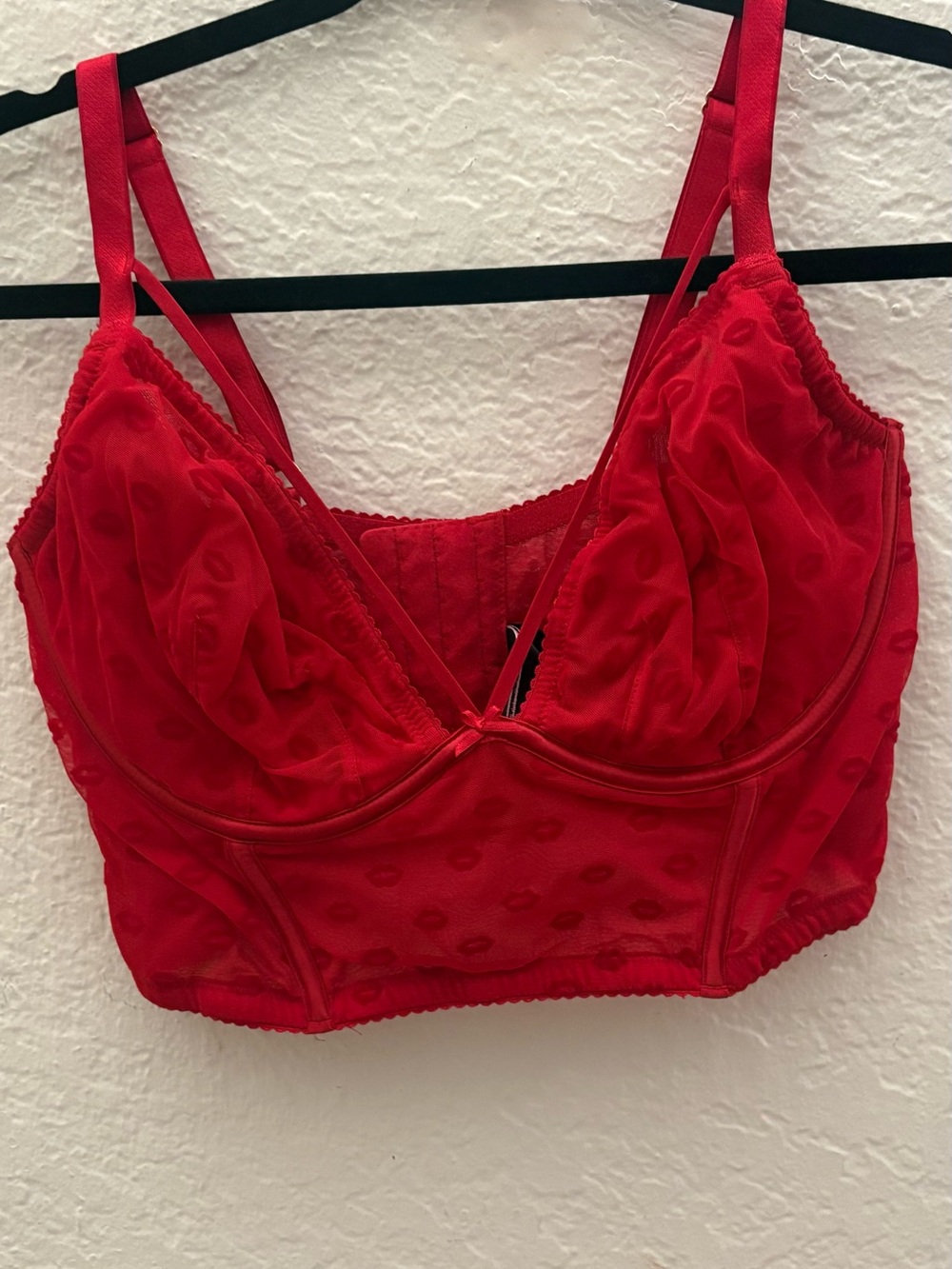 Victoria's Secret Red Mesh Longline Bralette